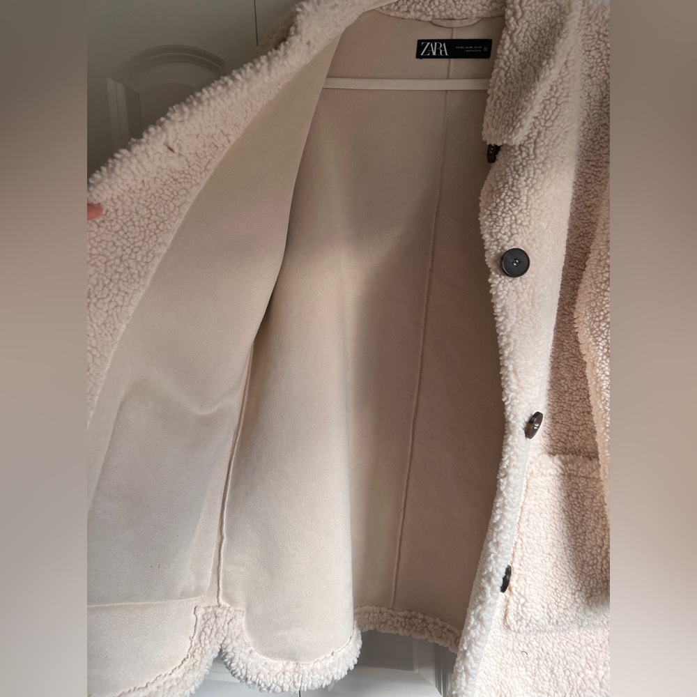 Zara Off-White Teddy Jacket - Picture 5 of 5